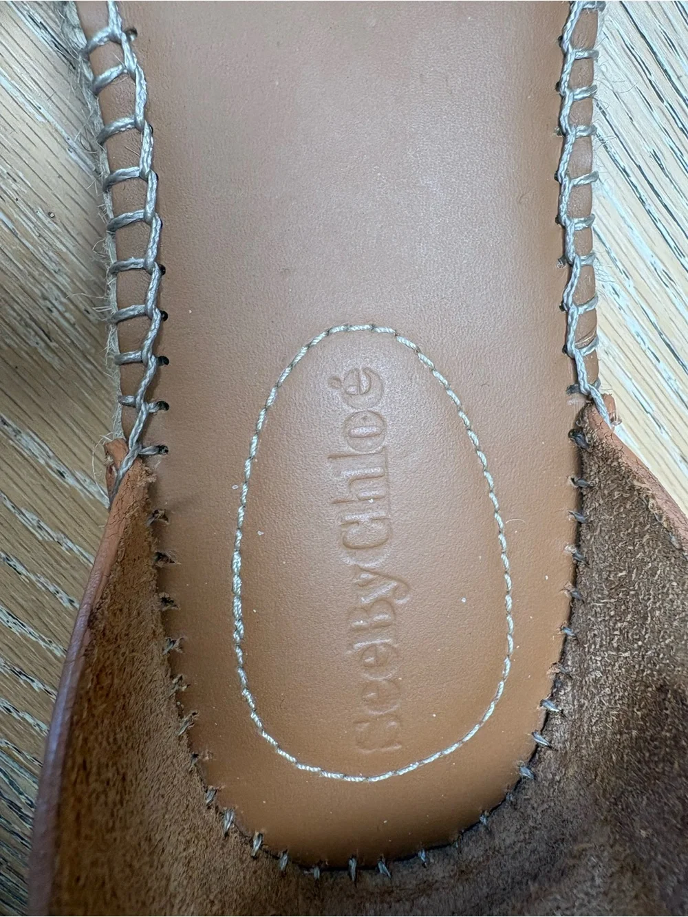 See By Chloe White Canvas Espadrille with Tan leather Ankle Strap